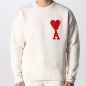 AMI Men's white sweater, size small